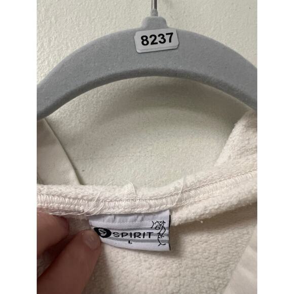 White Spirit Hoodie W Cross on Front Sz L - Picture 3 of 3